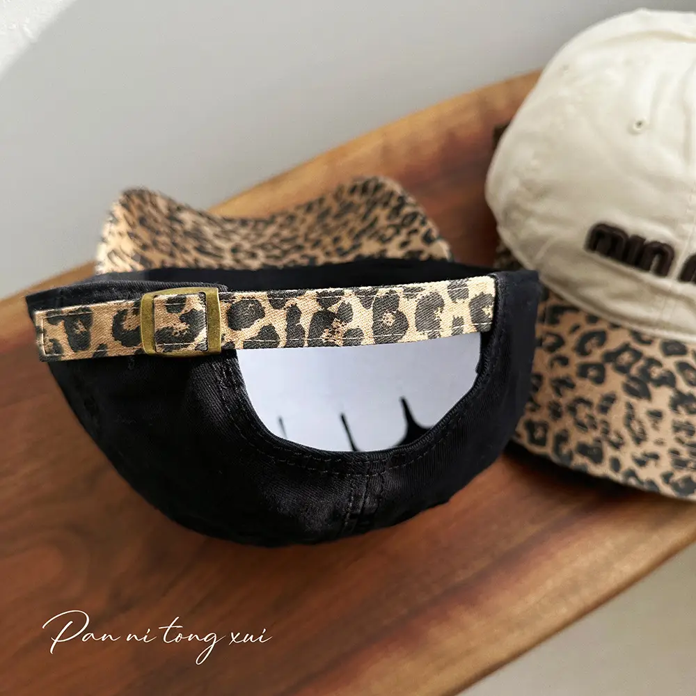 Korean Style Leopard Print Baseball Cap Women's New Autumn Washed Denim Letter Distinctive Face Cap Ins - Image 5