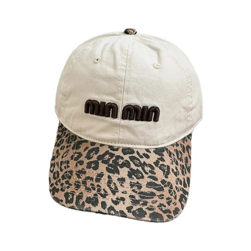 Korean Style Leopard Print Baseball Cap Women's New Autumn Washed Denim Letter Distinctive Face Cap Ins - Image 6