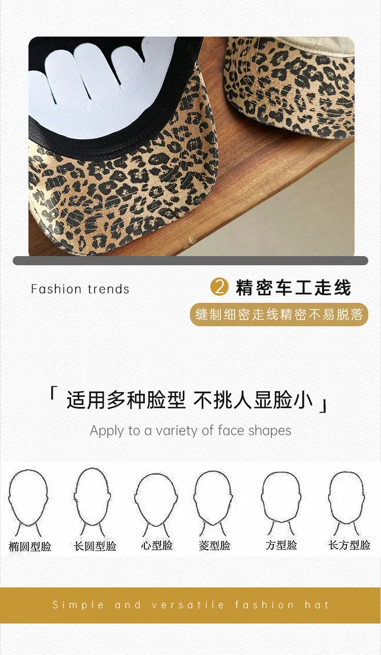 Korean Style Leopard Print Baseball Cap Women's New Autumn Washed Denim Letter Distinctive Face Cap Ins — feature 23