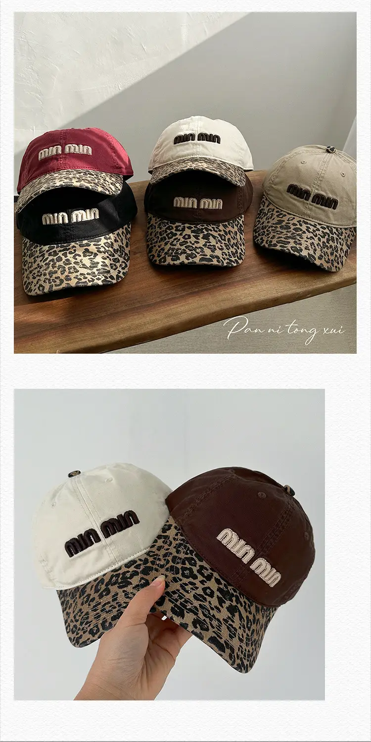 Korean Style Leopard Print Baseball Cap Women's New Autumn Washed Denim Letter Distinctive Face Cap Ins — feature 27