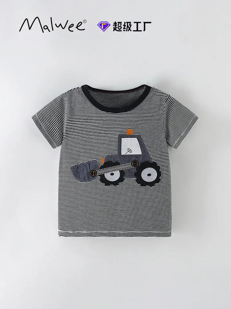Cross-border Striped T-Shirt for Boys European American Casual Wear - Image 2