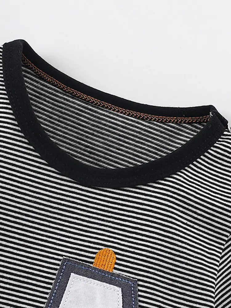 Cross-border Striped T-Shirt for Boys European American Casual Wear - Image 3