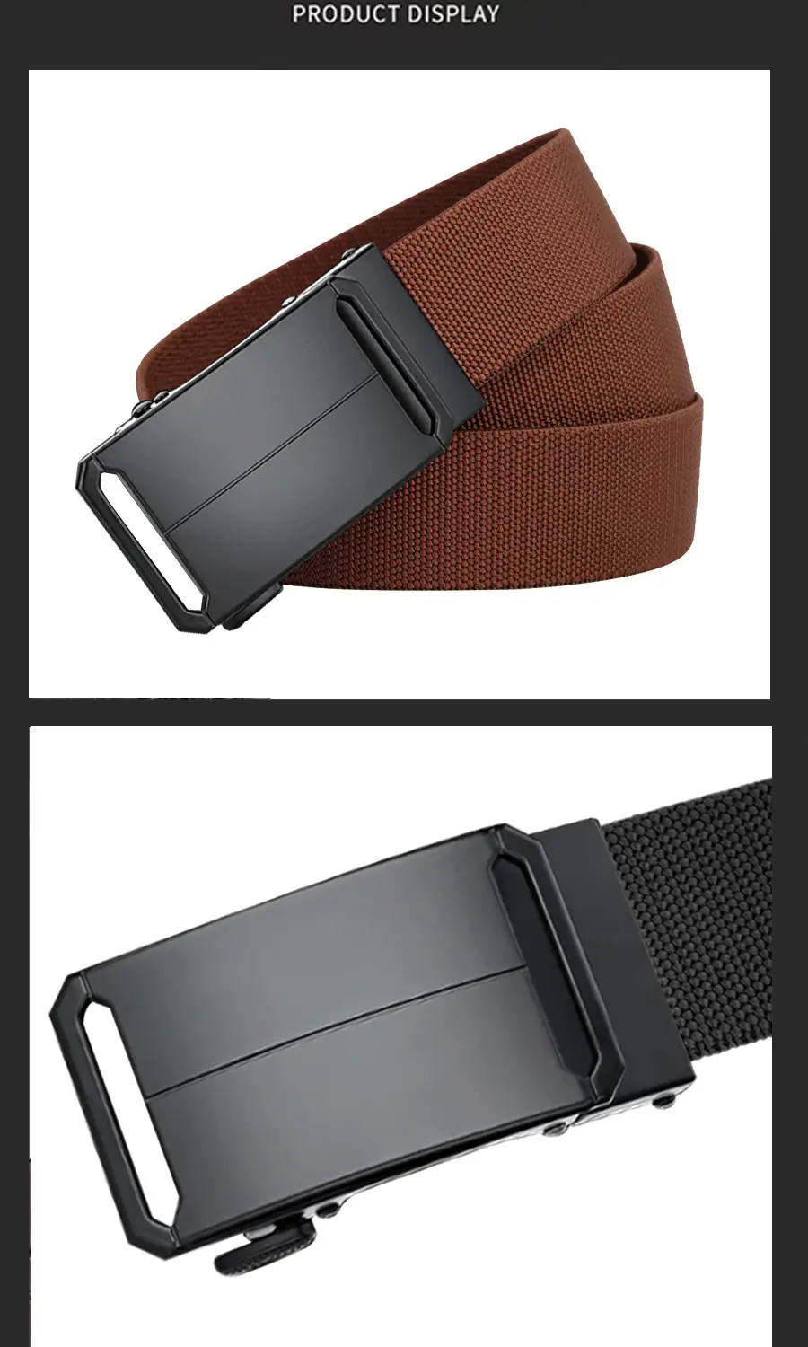 Men's Gray Nylon Belt with Black Buckle — feature 10