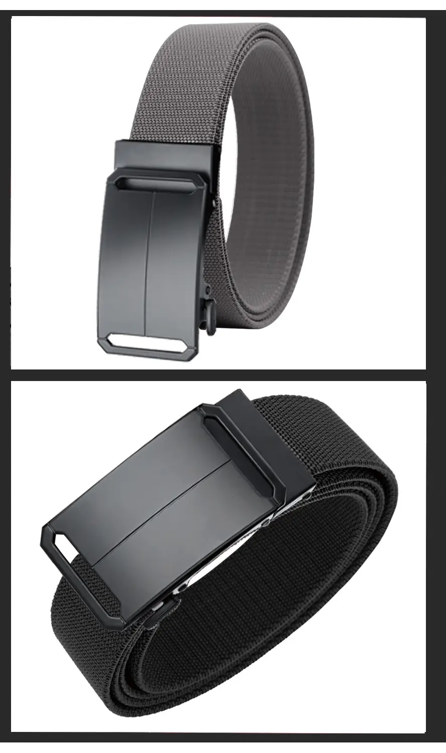 Men's Gray Nylon Belt with Black Buckle — feature 11