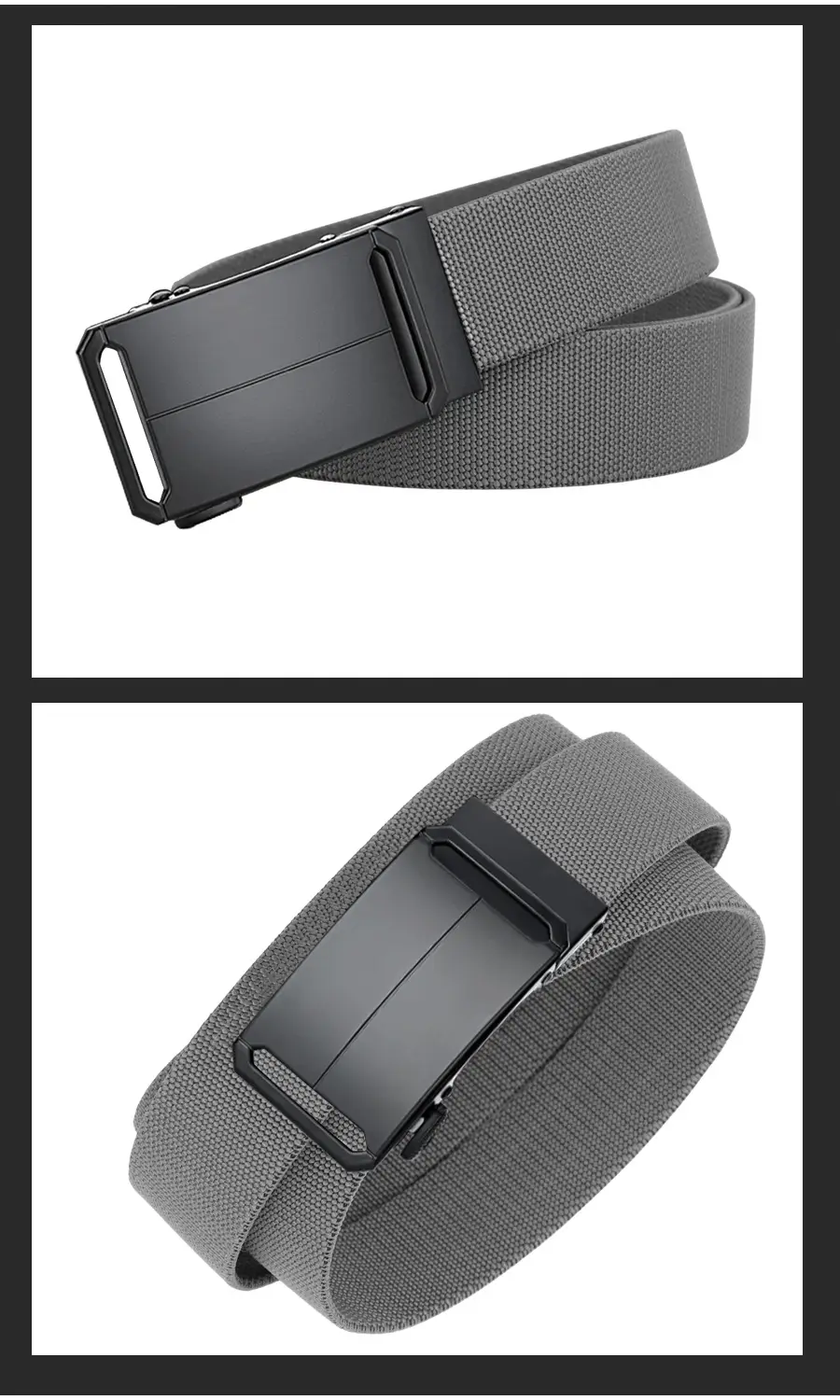 Men's Gray Nylon Belt with Black Buckle — feature 12