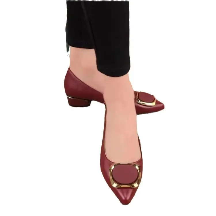 Pointed Flat Shoes Women's 2025 Spring New Low Mouth Low Heel Leather Shoes Low Heel Soft Leather Work Shoes - Image 8