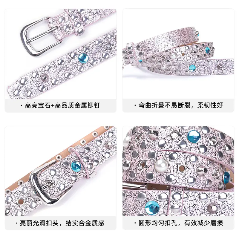 Men Women Rhinestone Buckle Belt with Red Stone - Image 9