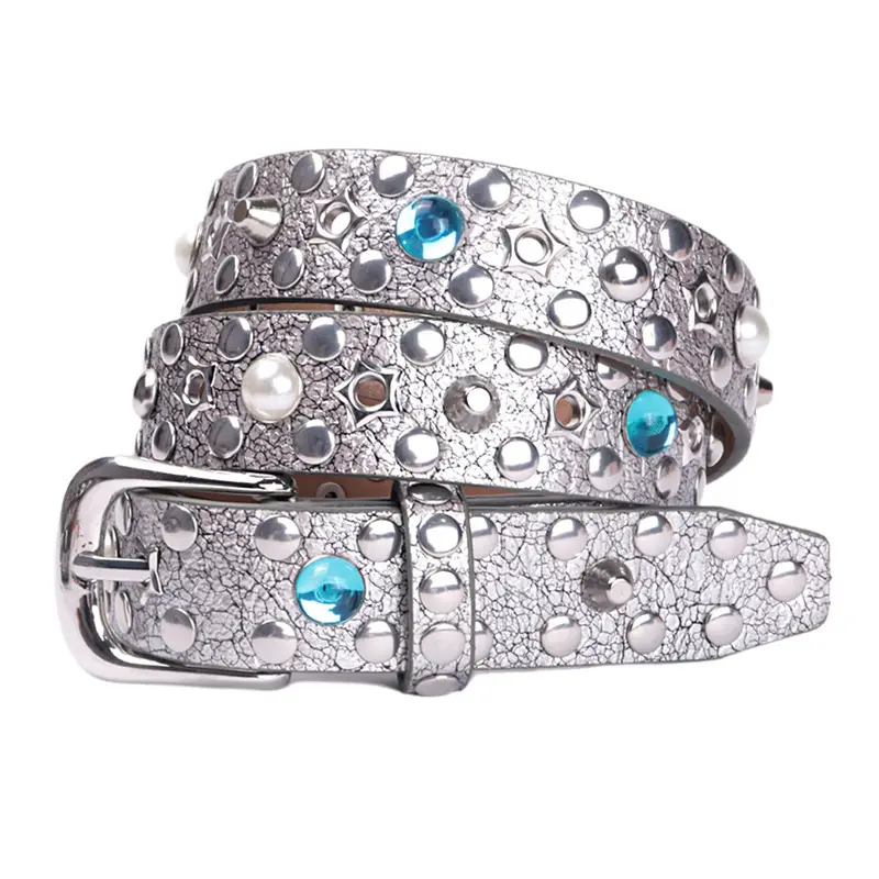 Men Women Rhinestone Buckle Belt with Red Stone - Image 10