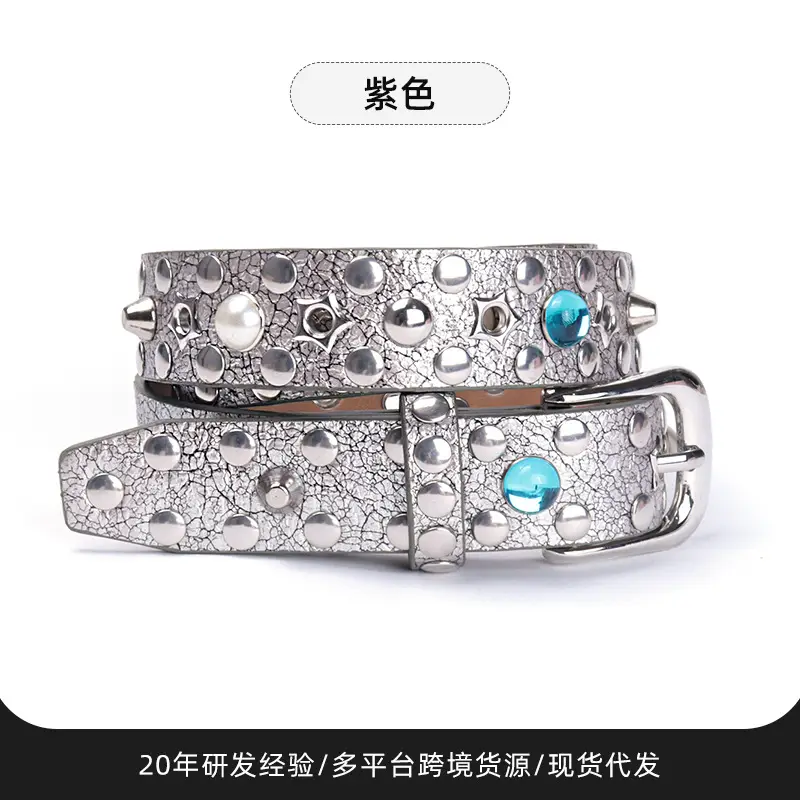 Men Women Rhinestone Buckle Belt with Red Stone - Image 4