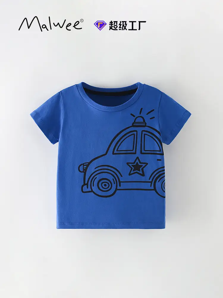 Blue Cotton T-Shirt for Boys Summer Wear - Image 2