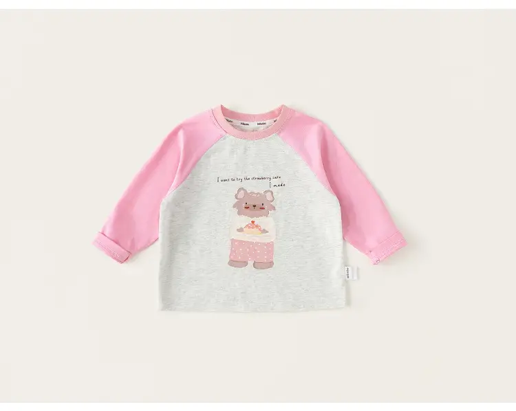 Girls Long Sleeve T-Shirt Pink Grey Cartoon Baby — feature 17