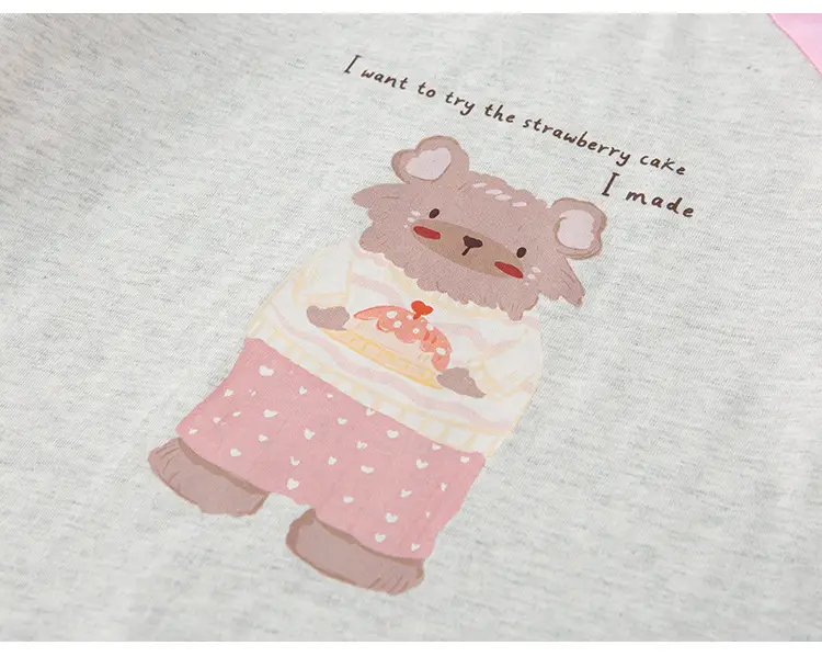 Girls Long Sleeve T-Shirt Pink Grey Cartoon Baby — feature 22