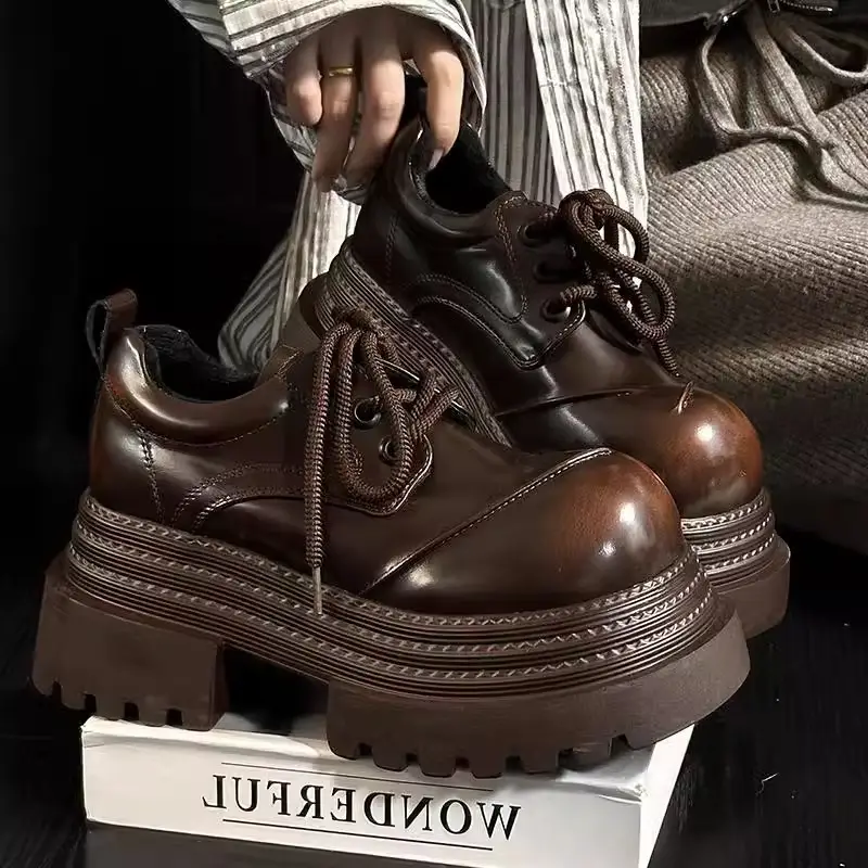 Retro British Style Loafers 2025 Early Spring New Style Platform Bottom Increased Thick Bottom All-match Color-polished Leather Shoes Women's Shoes - Image 3