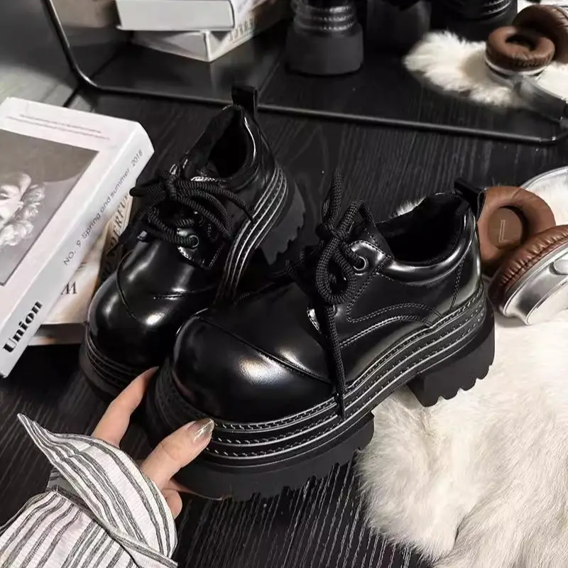 Retro British Style Loafers 2025 Early Spring New Style Platform Bottom Increased Thick Bottom All-match Color-polished Leather Shoes Women's Shoes - Image 6