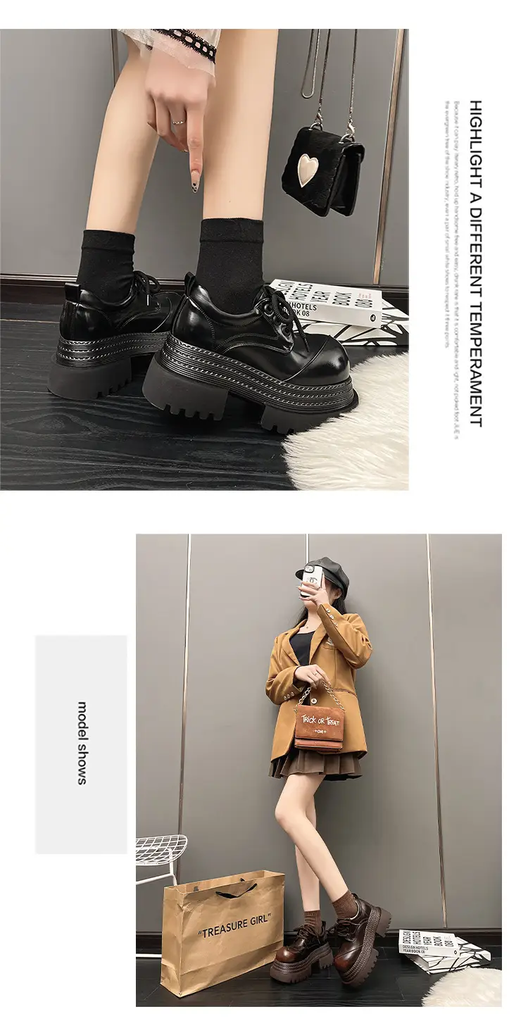 Retro British Style Loafers 2025 Early Spring New Style Platform Bottom Increased Thick Bottom All-match Color-polished Leather Shoes Women's Shoes — feature 15