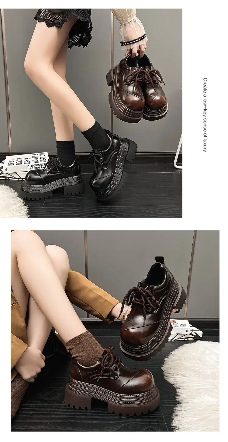 Retro British Style Loafers 2025 Early Spring New Style Platform Bottom Increased Thick Bottom All-match Color-polished Leather Shoes Women's Shoes — feature 16