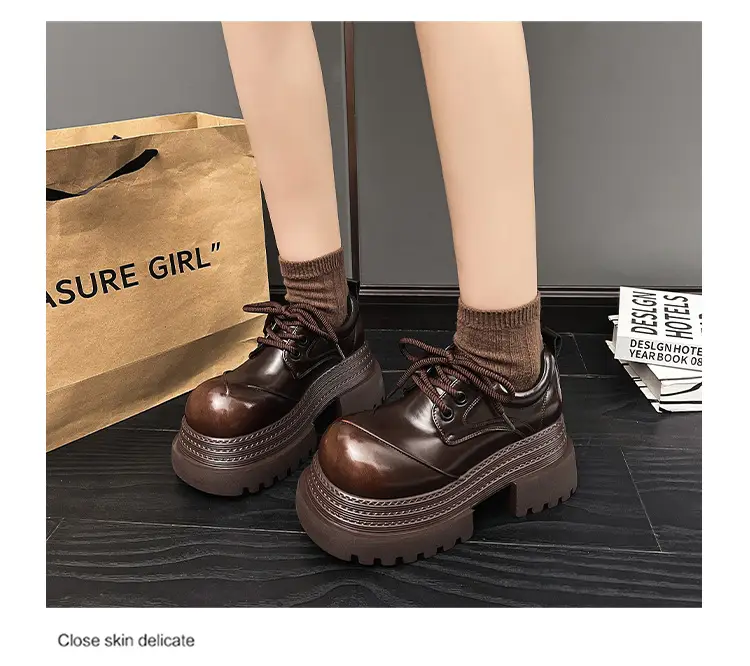 Retro British Style Loafers 2025 Early Spring New Style Platform Bottom Increased Thick Bottom All-match Color-polished Leather Shoes Women's Shoes — feature 18