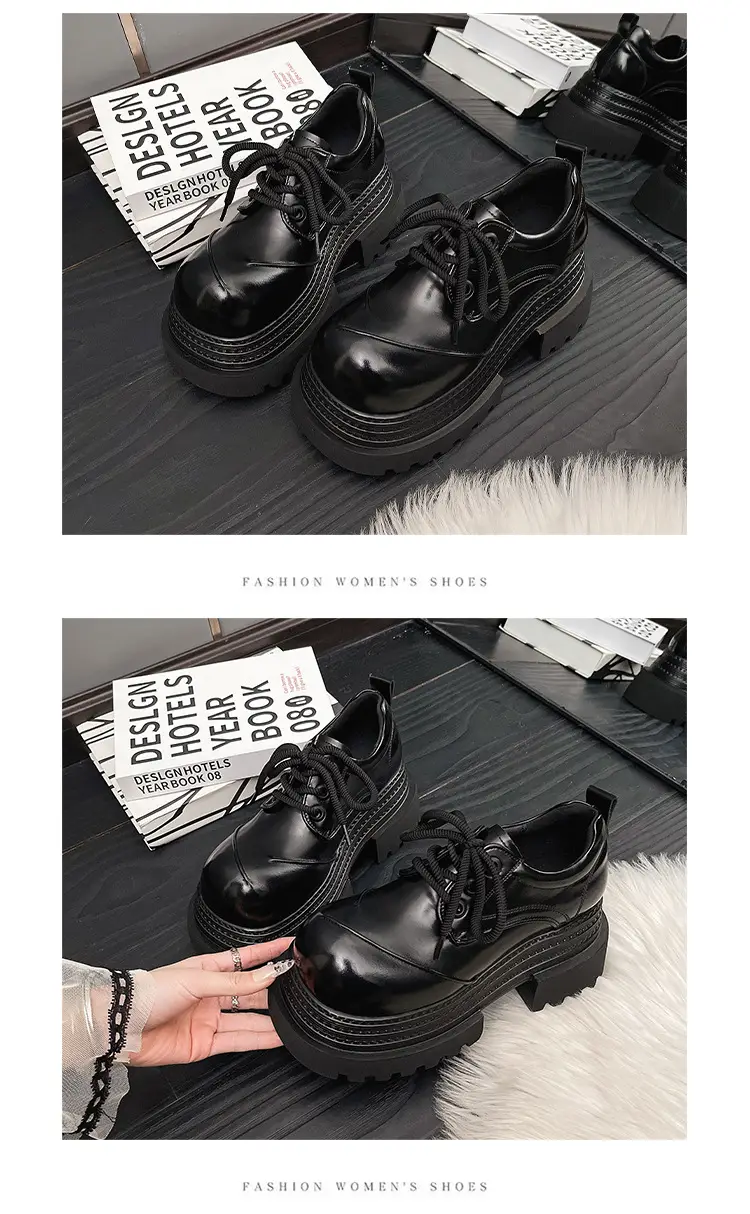 Retro British Style Loafers 2025 Early Spring New Style Platform Bottom Increased Thick Bottom All-match Color-polished Leather Shoes Women's Shoes — feature 24