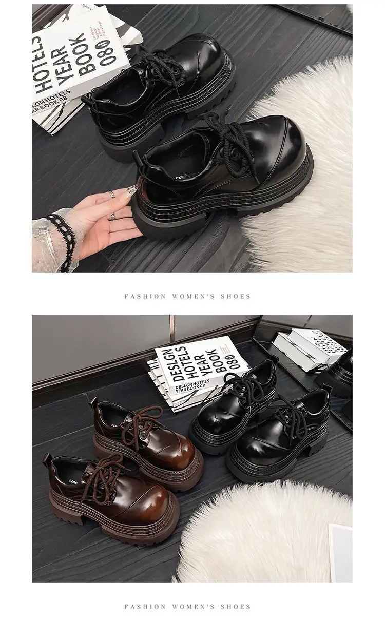 Retro British Style Loafers 2025 Early Spring New Style Platform Bottom Increased Thick Bottom All-match Color-polished Leather Shoes Women's Shoes — feature 25