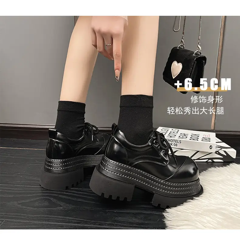 Retro British Style Loafers 2025 Early Spring New Style Platform Bottom Increased Thick Bottom All-match Color-polished Leather Shoes Women's Shoes — feature 4