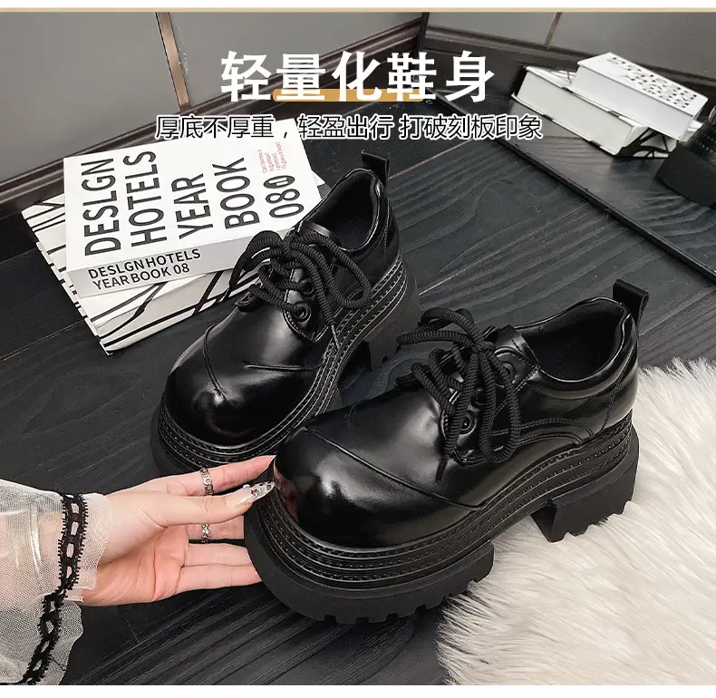 Retro British Style Loafers 2025 Early Spring New Style Platform Bottom Increased Thick Bottom All-match Color-polished Leather Shoes Women's Shoes — feature 5