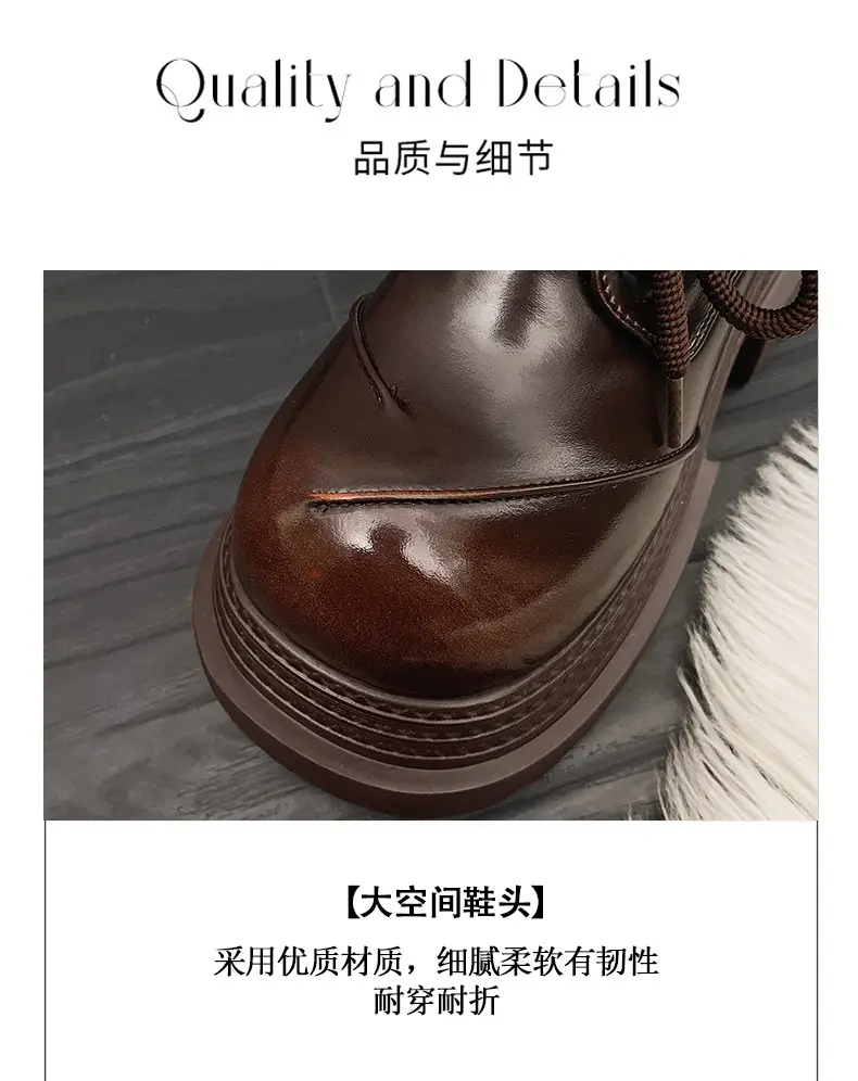 Retro British Style Loafers 2025 Early Spring New Style Platform Bottom Increased Thick Bottom All-match Color-polished Leather Shoes Women's Shoes — feature 7