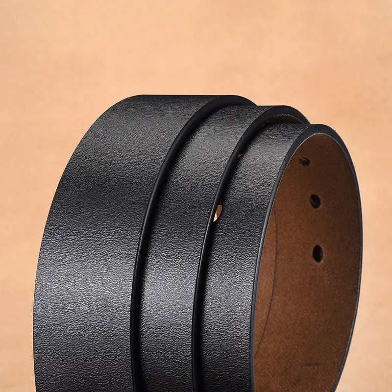 Men's Genuine Leather Pin Buckle Belt Black — feature 11