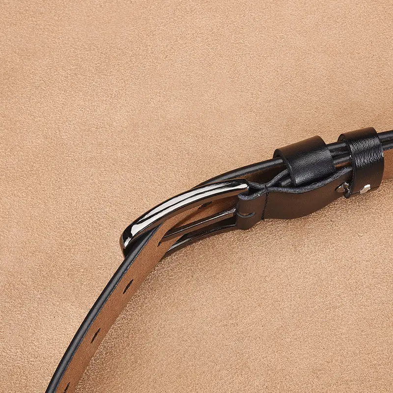 Men's Genuine Leather Pin Buckle Belt Black — feature 14