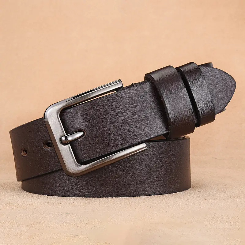 Men's Genuine Leather Pin Buckle Belt Black — feature 9