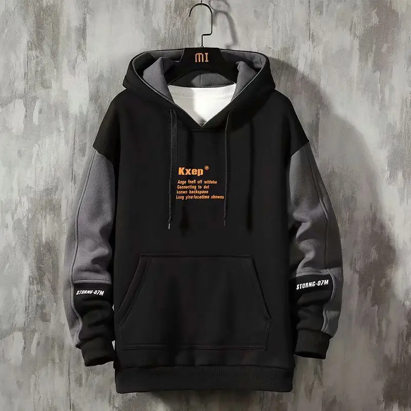 Winter Hooded Sweat fleece-lined Boys Teenager Korean Fashionable Winter Big Pocket Casual Sports Men's Top