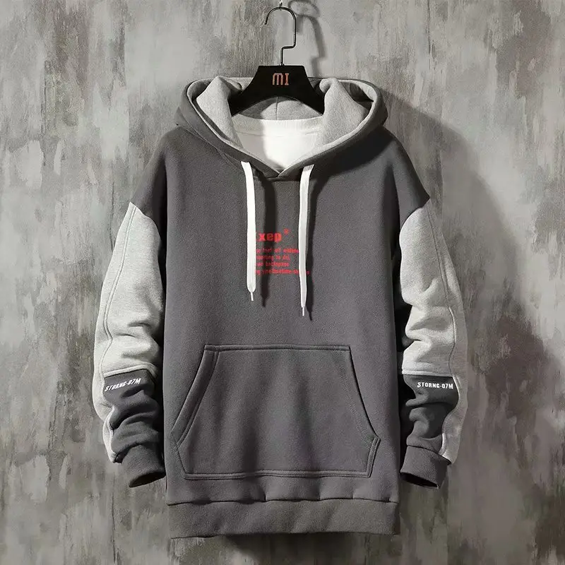 Winter Hooded Sweat fleece-lined Boys Teenager Korean Fashionable Winter Big Pocket Casual Sports Men's Top