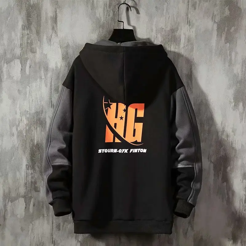 Winter Hooded Sweat fleece-lined Boys Teenager Korean Fashionable Winter Big Pocket Casual Sports Men's Top