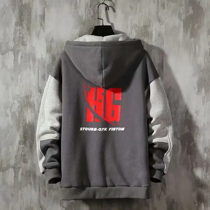 Winter Hooded Sweat fleece-lined Boys Teenager Korean Fashionable Winter Big Pocket Casual Sports Men's Top