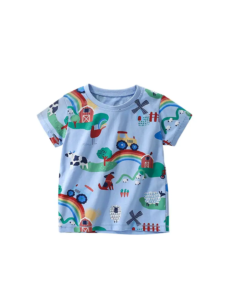 Malwee Boys T-Shirt Blue Cartoon Print Summer Wear