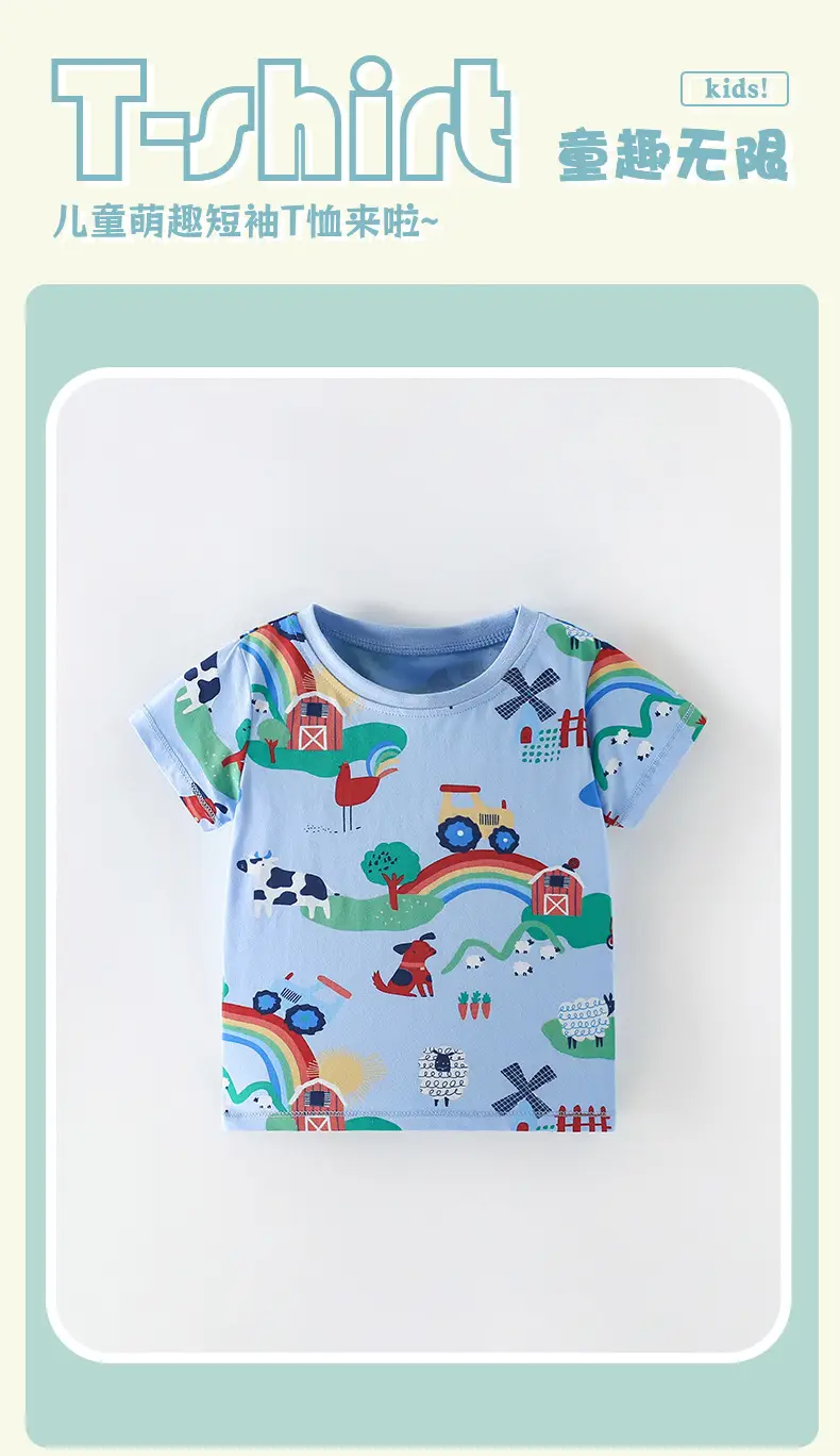 Malwee Boys T-Shirt Blue Cartoon Print Summer Wear — feature 2