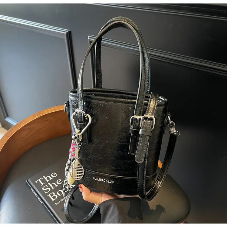 Brown Textured Shoulder Messenger Bag with Chain Strap — feature 15