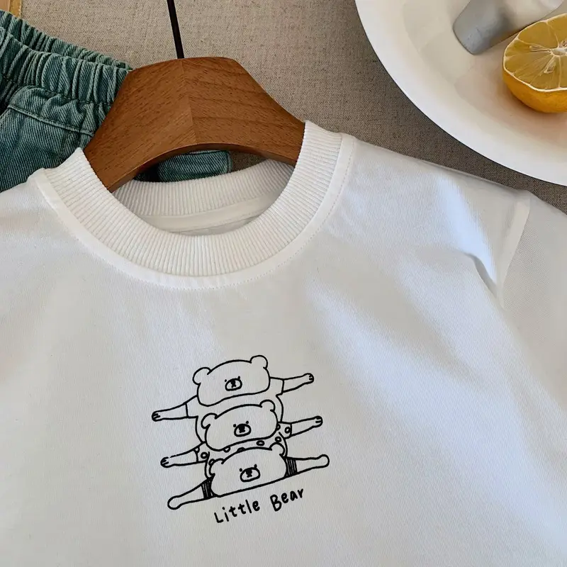 Boys Cotton Long Sleeve T-Shirt White New Medium Small - Image 2