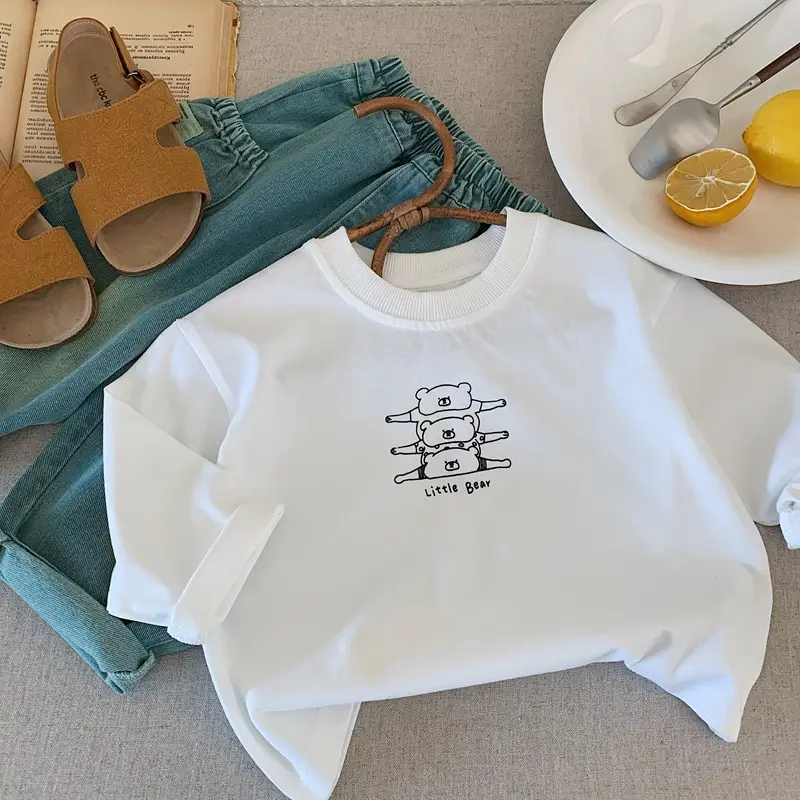 Boys Cotton Long Sleeve T-Shirt White New Medium Small — feature 7