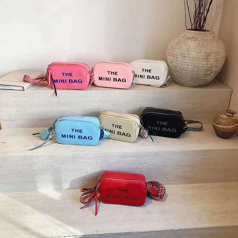 Pink Mini Crossbody Bag with Letter Design - Image 9