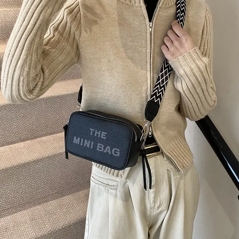 Pink Mini Crossbody Bag with Letter Design - Image 11