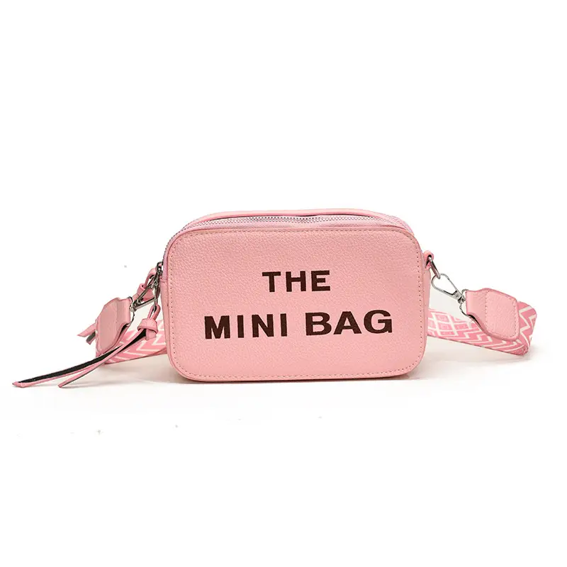 Pink Mini Crossbody Bag with Letter Design - Image 12