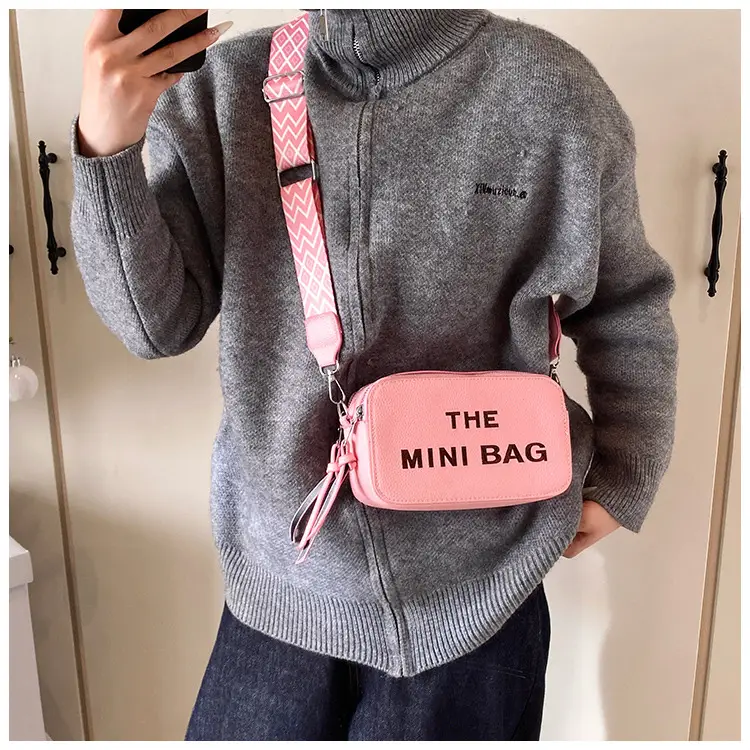 Pink Mini Crossbody Bag with Letter Design — feature 21