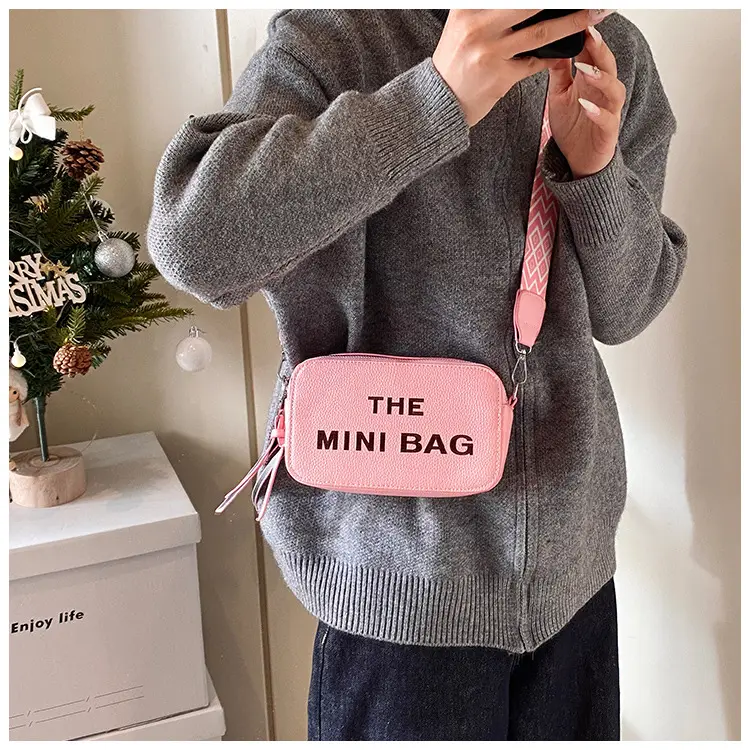 Pink Mini Crossbody Bag with Letter Design — feature 22