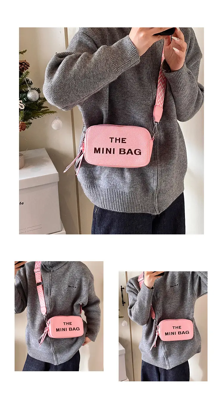 Pink Mini Crossbody Bag with Letter Design — feature 26