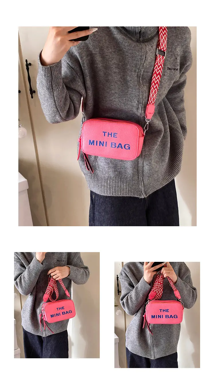 Pink Mini Crossbody Bag with Letter Design — feature 29