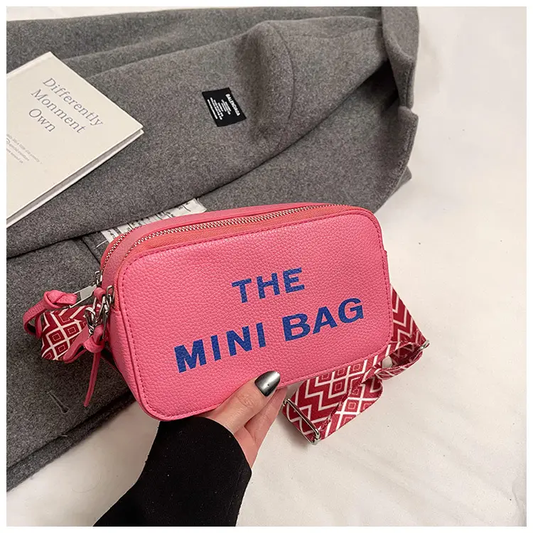 Pink Mini Crossbody Bag with Letter Design - Image 7