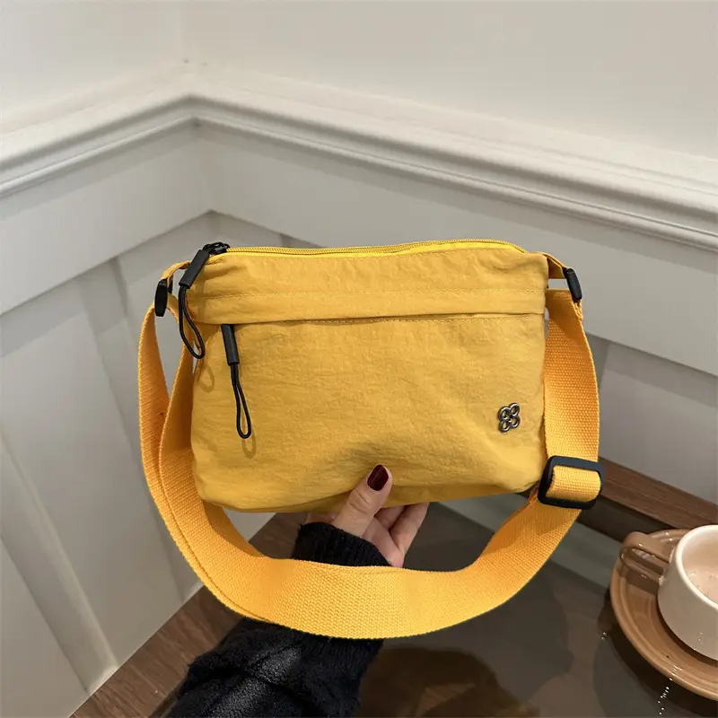 Japanese Style Water Repellent Shoulder Bag Yellow - Image 6