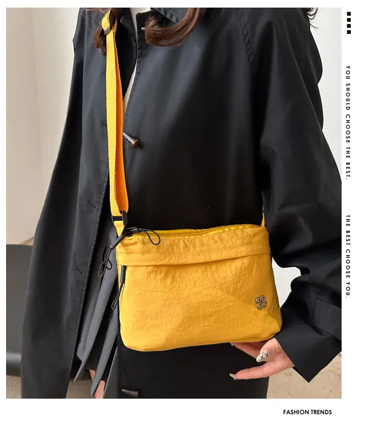 Japanese Style Water Repellent Shoulder Bag Yellow — feature 2