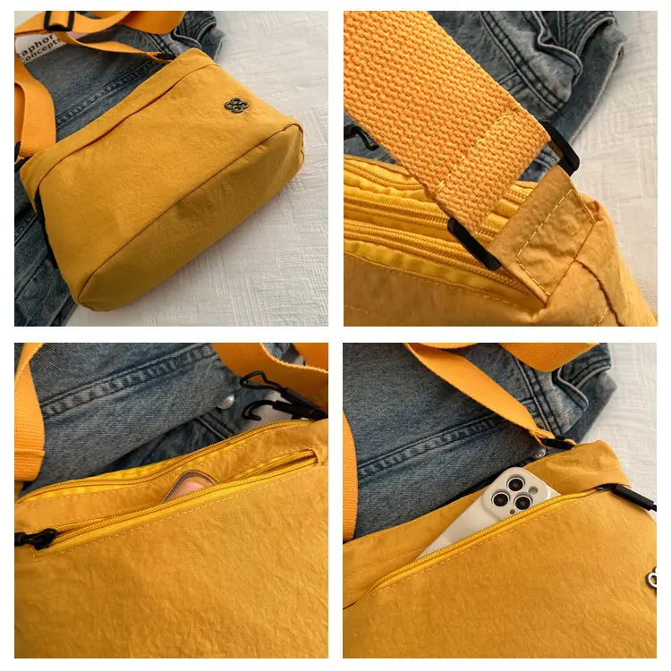 Japanese Style Water Repellent Shoulder Bag Yellow — feature 9