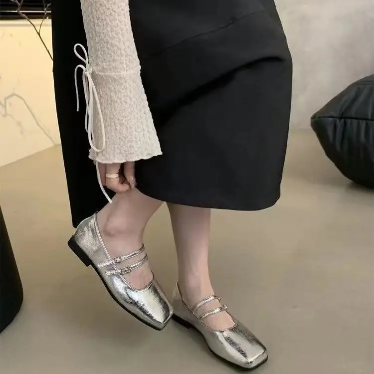French Square Toe Small Leather Shoes for Women 2025 Spring New Versatile Design Niche Flats Mary Jane Shoes Ins Trbottom — feature 12